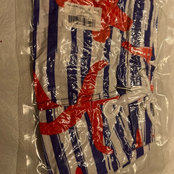 Men’s XL Swim Trucks With Tie Pockets With Lining Starfish Red White Red Coral￼ - Picture 4 of 7